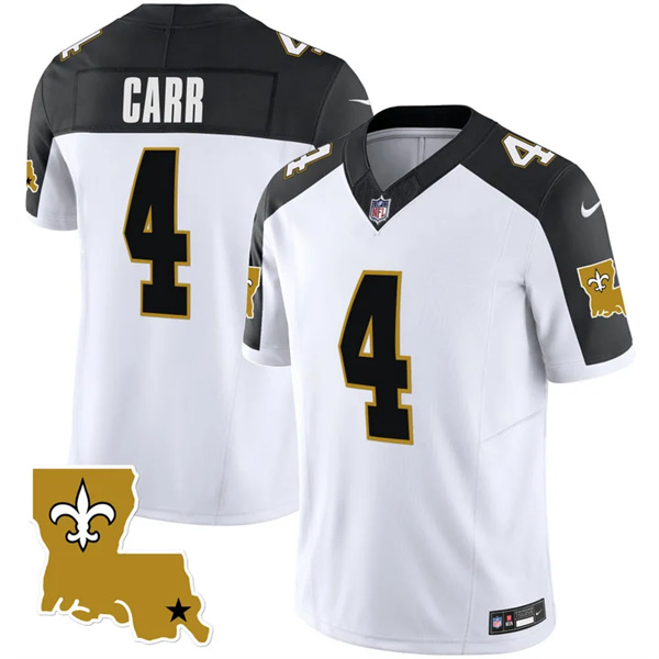 Men's New Orleans Saints #4 Derek Carr White Black 2023 F.U.S.E. 1987 Legacy Vapor Stitched Jersey - Click Image to Close